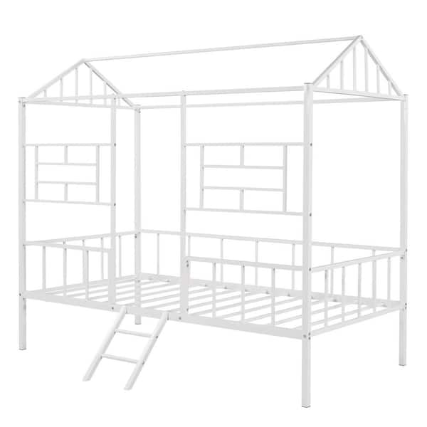 Unbranded White Twin Size Metal House Bed Frame