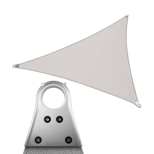 Super Ring 32 ft. x 32 ft. x32ft. Triangle Sun Shade Sail with Hardware Kit-Grey