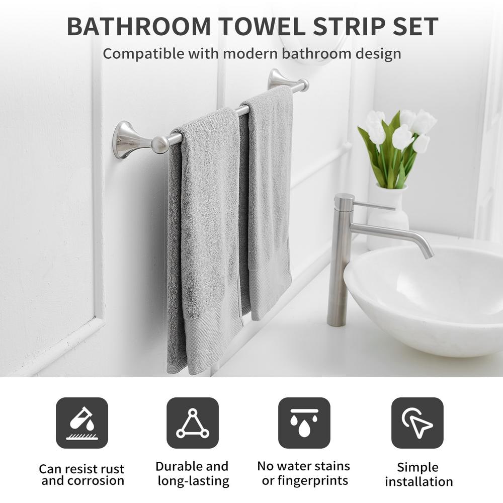 Brushed Nickel 4-Piece Stainless Steel Bathroom Hardware Set