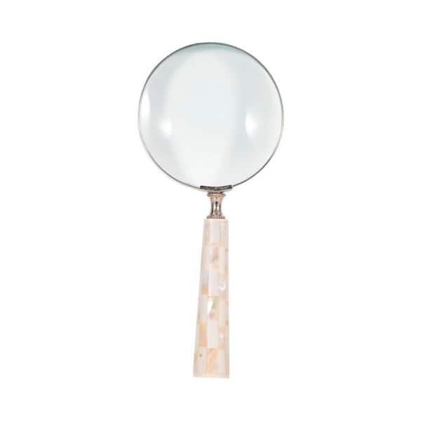 Liv & Skye Ivory 4 in. x 9 in. Resin Handle Magnifying Glass Sculpture