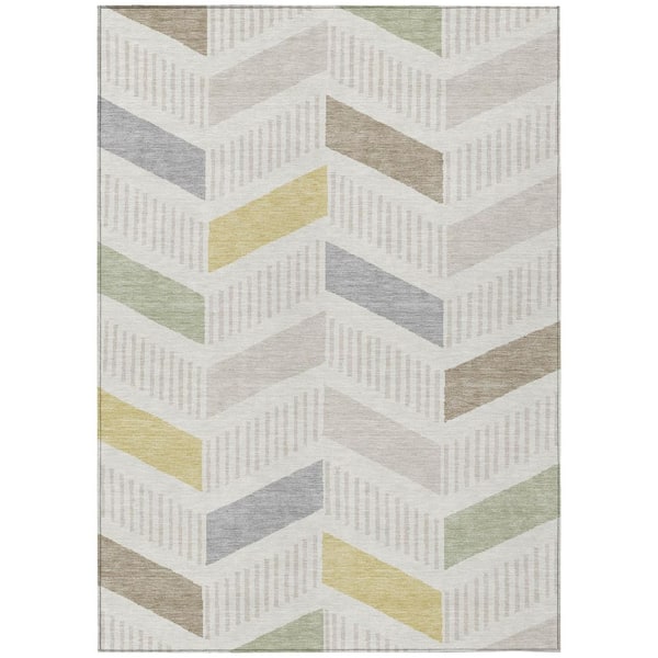 Chantille Machine Washable Indoor/Outdoor Abstract ACN2911 Ivory 9 ft. x 12 ft. Area Rug