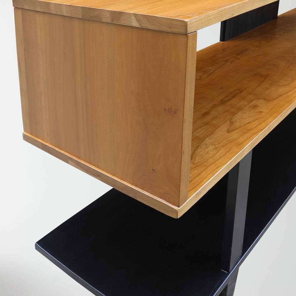 Modern Urban Cherry and Black Solid Wood TV Stand