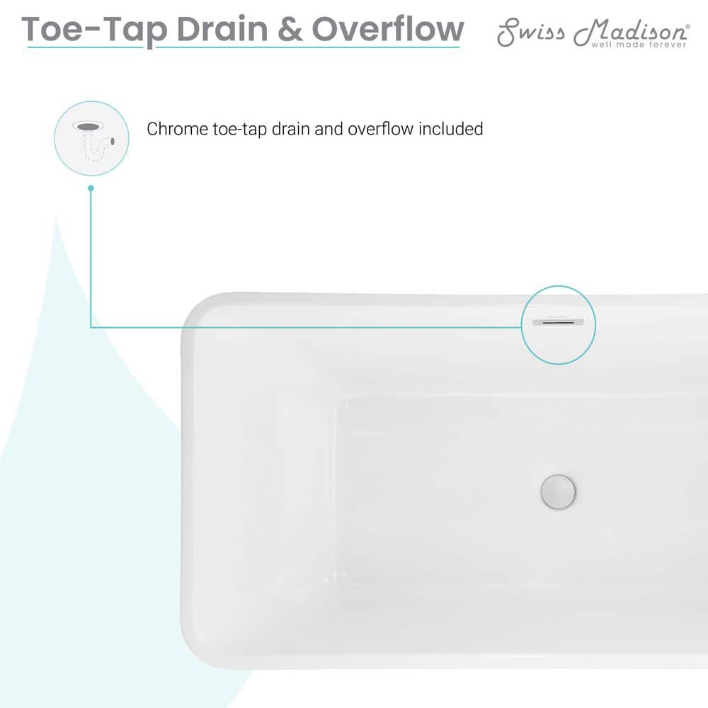 St. Tropez 60" White Acrylic Freestanding Bathtub