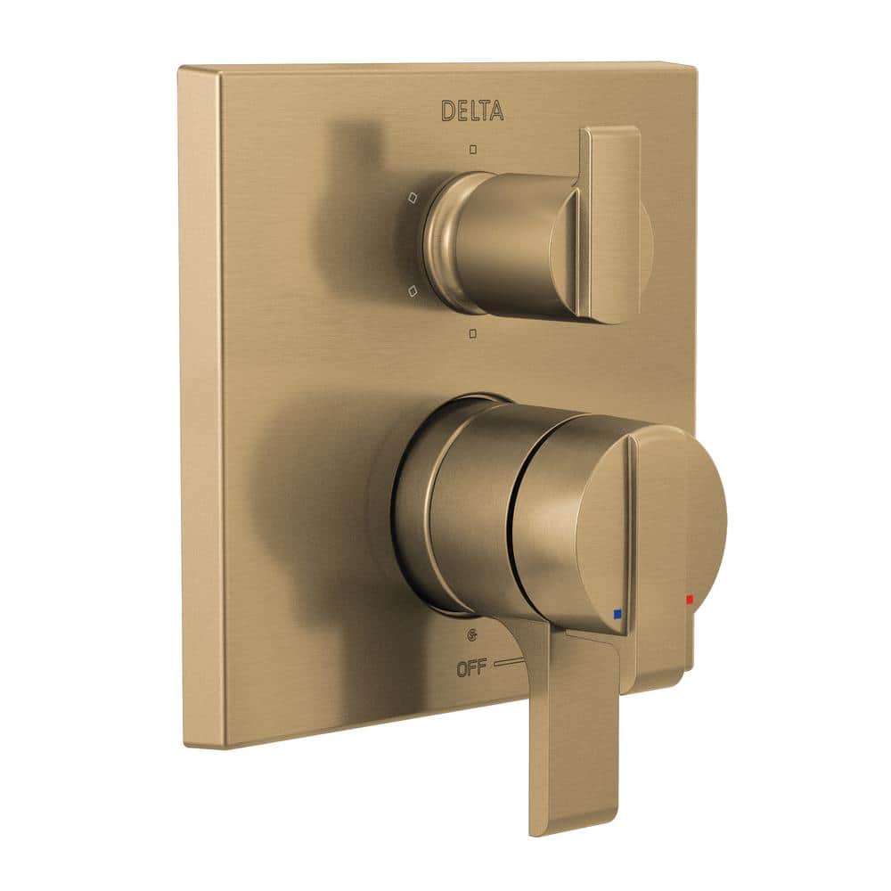 Champagne Bronze Modern Wall-Mounted Shower Trim Kit