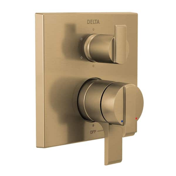 Delta Ara Gold 2-Handle Wall-Mount Valve Trim Kit with 6-Setting Integrated Diverter in Champagne Bronze (Valve not Included)