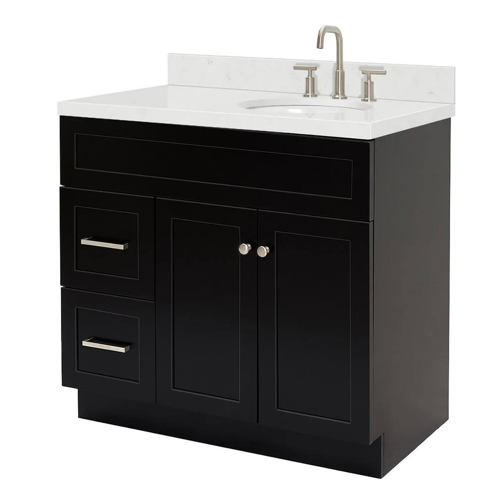 Hamlet 36" Black Wood Single Basin Vanity with Quartz Top