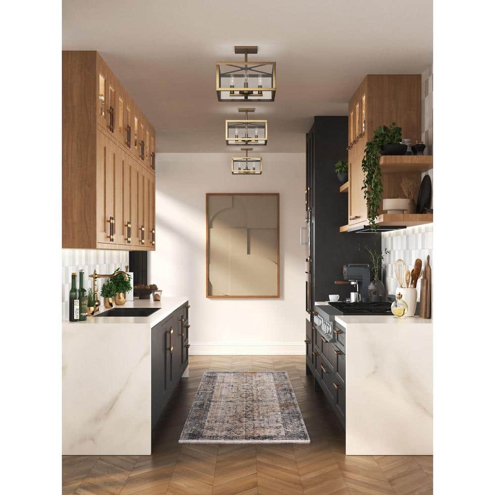 Hillcrest 13 in. 4-Light Vintage Brass Flush Mount for Kitchen or Bedroom price history on PriceWatchPro