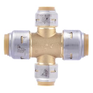 Max 3/4 in. x 3/4 in. x 1/2 in. x 1/2 in. Push-to-Connect Brass Cross Tee Fitting
