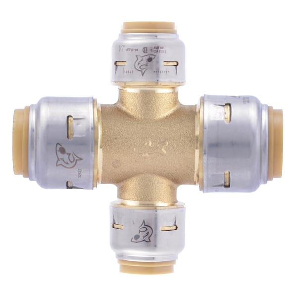 SharkBite Max 3/4 in. x 3/4 in. x 1/2 in. x 1/2 in. Push-to-Connect Brass Cross Tee Fitting