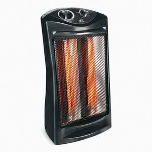 750-Watt/1500-Watt Electric Black Radiant Quartz Tower Heater with Tip-Over Safety Switch and Handle