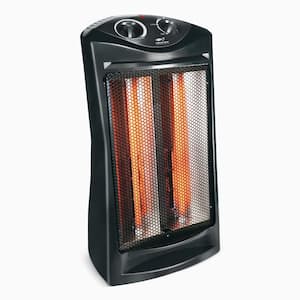 750-Watt/1500-Watt Electric Black Radiant Quartz Tower Heater with Tip-Over Safety Switch and Handle