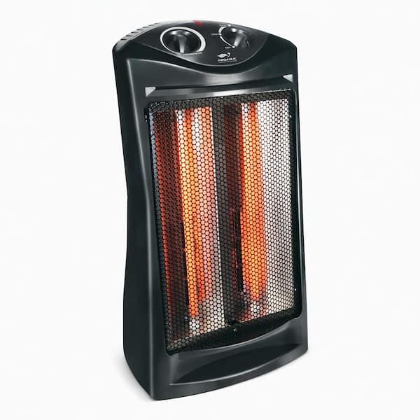PROAIRA 750-Watt/1500-Watt Electric Black Radiant Quartz Tower Heater with Tip-Over Safety Switch and Handle