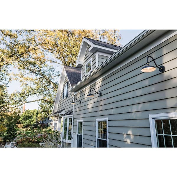 HINKLEY Foundry Medium 1-Light Textured Black Gooseneck Outdoor Barn Light Sconce