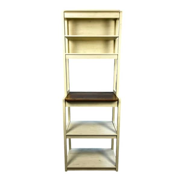 23.62" White and Rustic Brown 5-Tier Bakers Rack for Kitchen with Storage, Coffee Bar, Kitchen Shelves, Microwave Stand