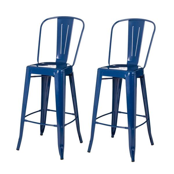 navy blue metal bar stools