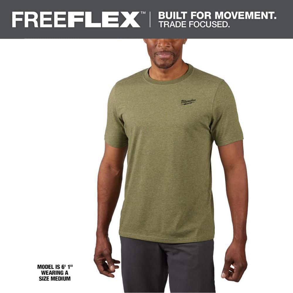 Men's 3X-Large Green Cotton/Polyester Short-Sleeve Hybrid Work T-Shirt price history on PriceWatchPro