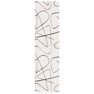Melody Ivory/Black 2 ft. x 8 ft. Abstract Linear Runner Rug