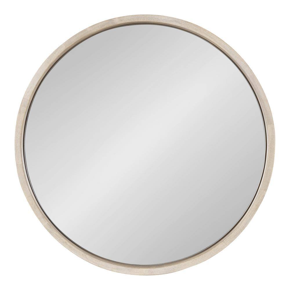 Valenti 18-Inch White Round Wood Vanity Mirror