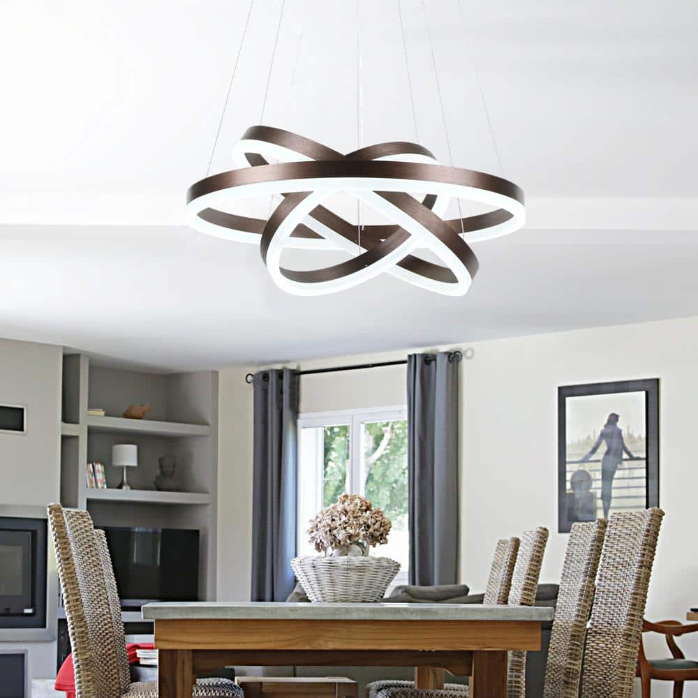 Maxax Brown 3-Light LED Modern Chandelier