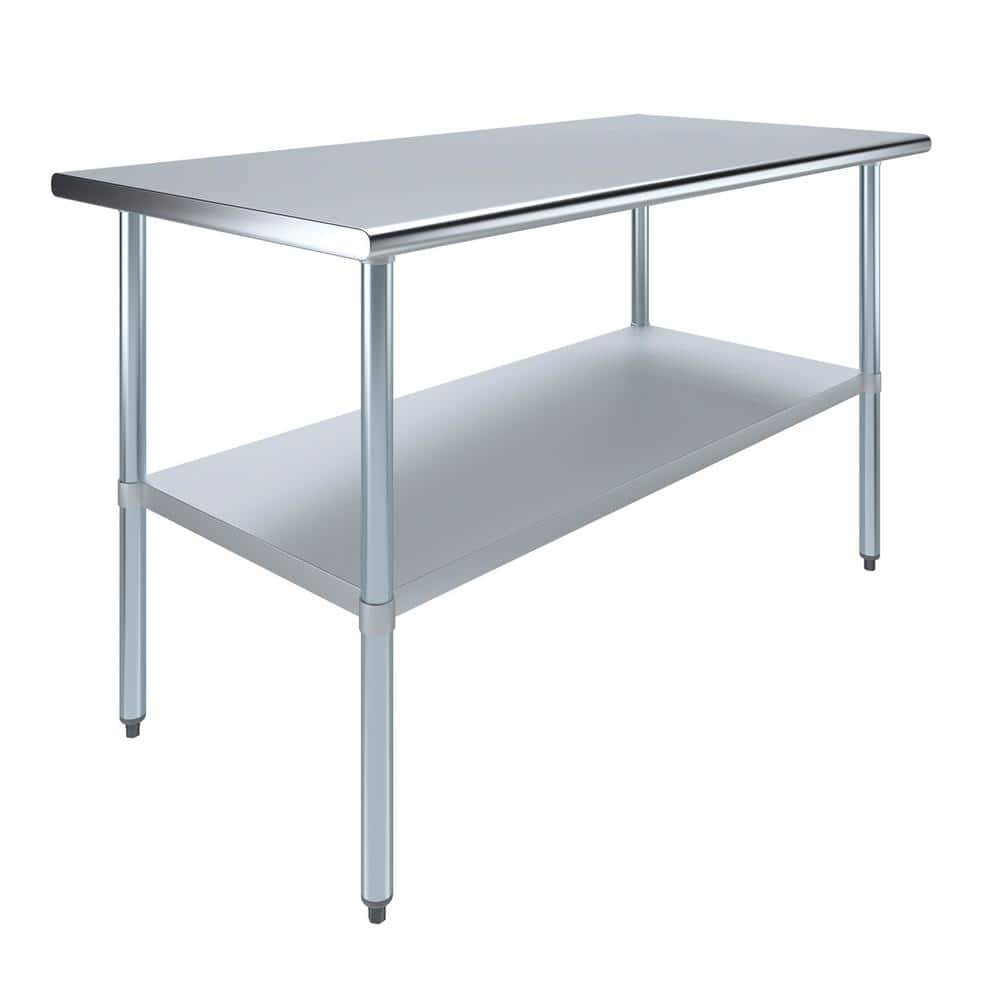 60" Stainless Steel Work Table with Galvanized Undershelf
