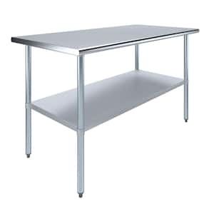 30 in. x 60 in. Stainless Steel Kitchen Utility Table with Adjustable Bottom Shelf