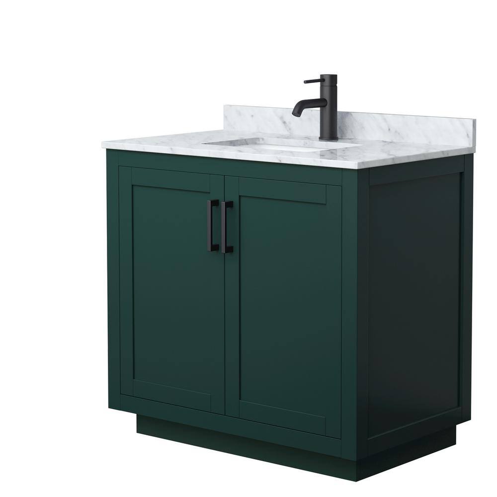 Miranda 36" Green Freestanding Bathroom Vanity with Marble Top