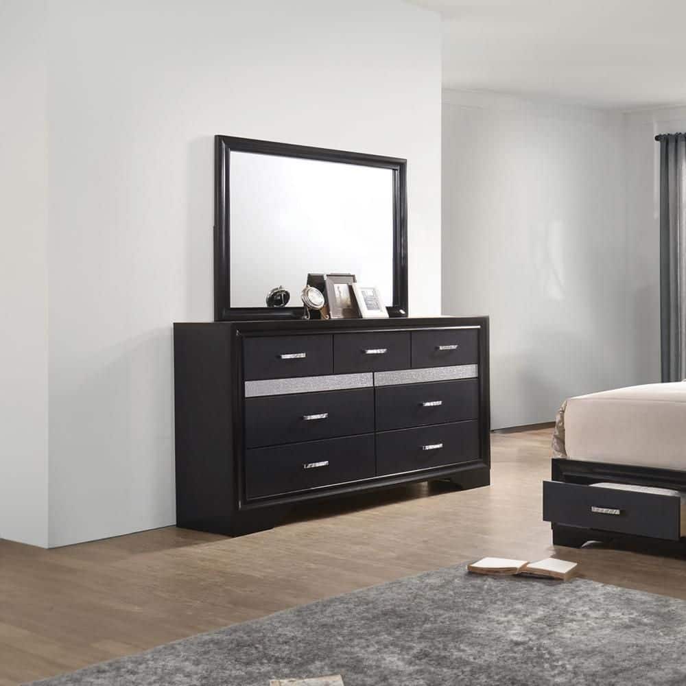 ジ*ト様 WARENFAUS x miemaru studio / CAVALR Benjara 63 in. Black 7-Drawer Wooden Dresser Without Mirror