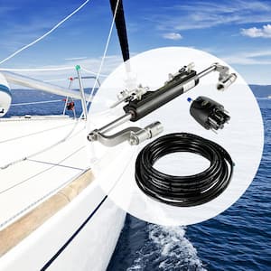 Hydraulic Steering Kit 300HP Hydraulic Steering Compact Cylinder Hydraulic Outboard Steering Kit with Helm Pump