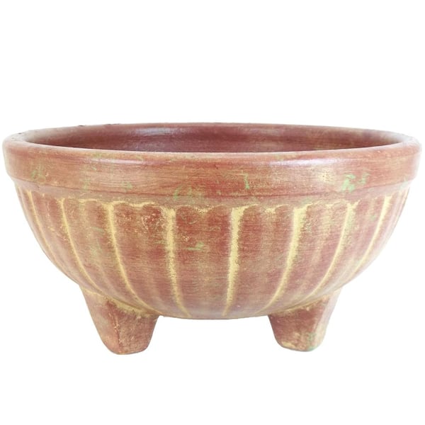 Unbranded PR Imports 22 in. Dia Flame Red Clay 3-Legged Outdoor Planter