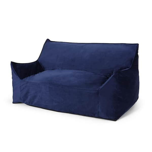 Noble House Pickerel 2 Seater Royal Blue Velveteen Oversized Bean