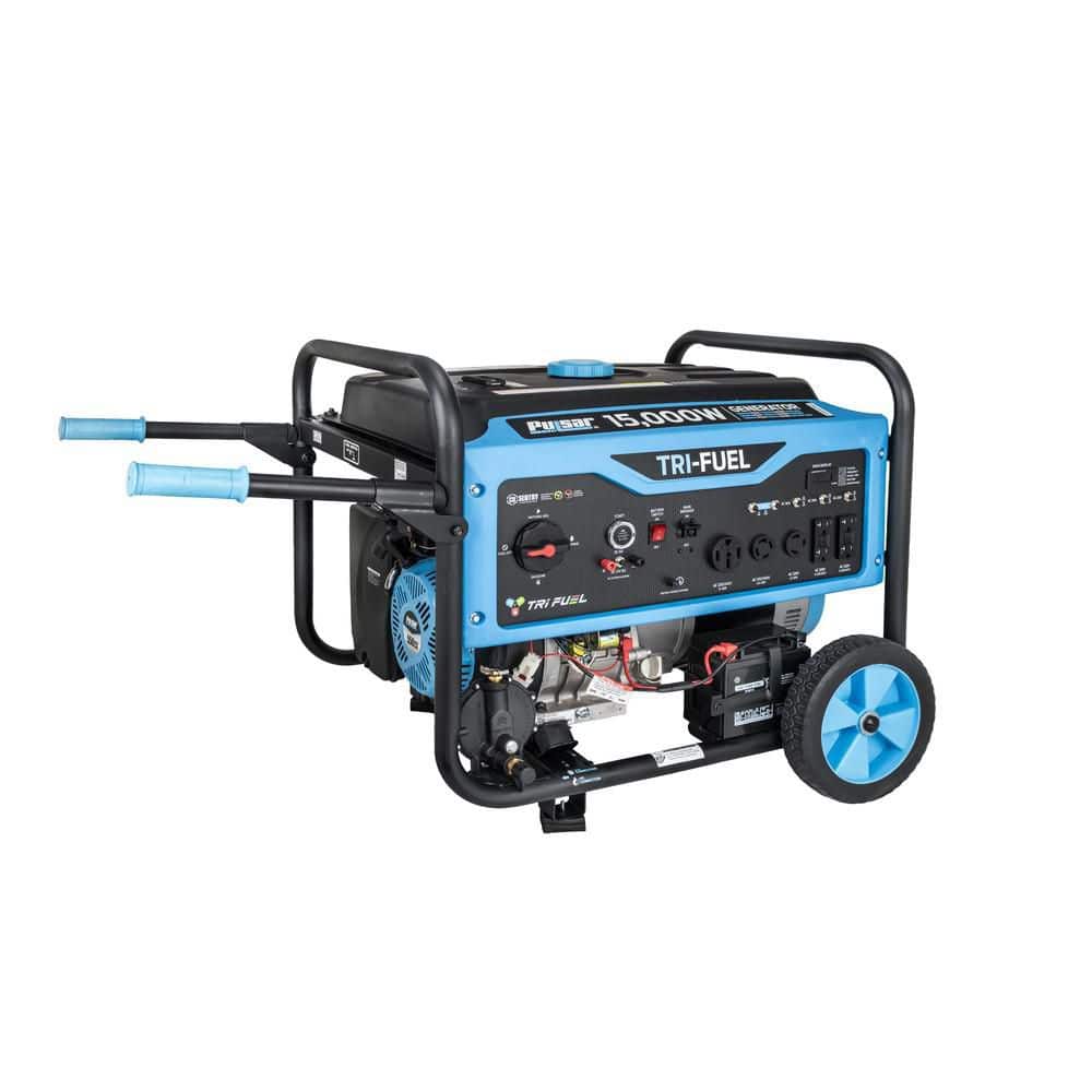 Pulsar 15000 Watt Remote Start Electric Start Tri-Fuel Portable Generator w/ CO Sentry for Tailgate Camping