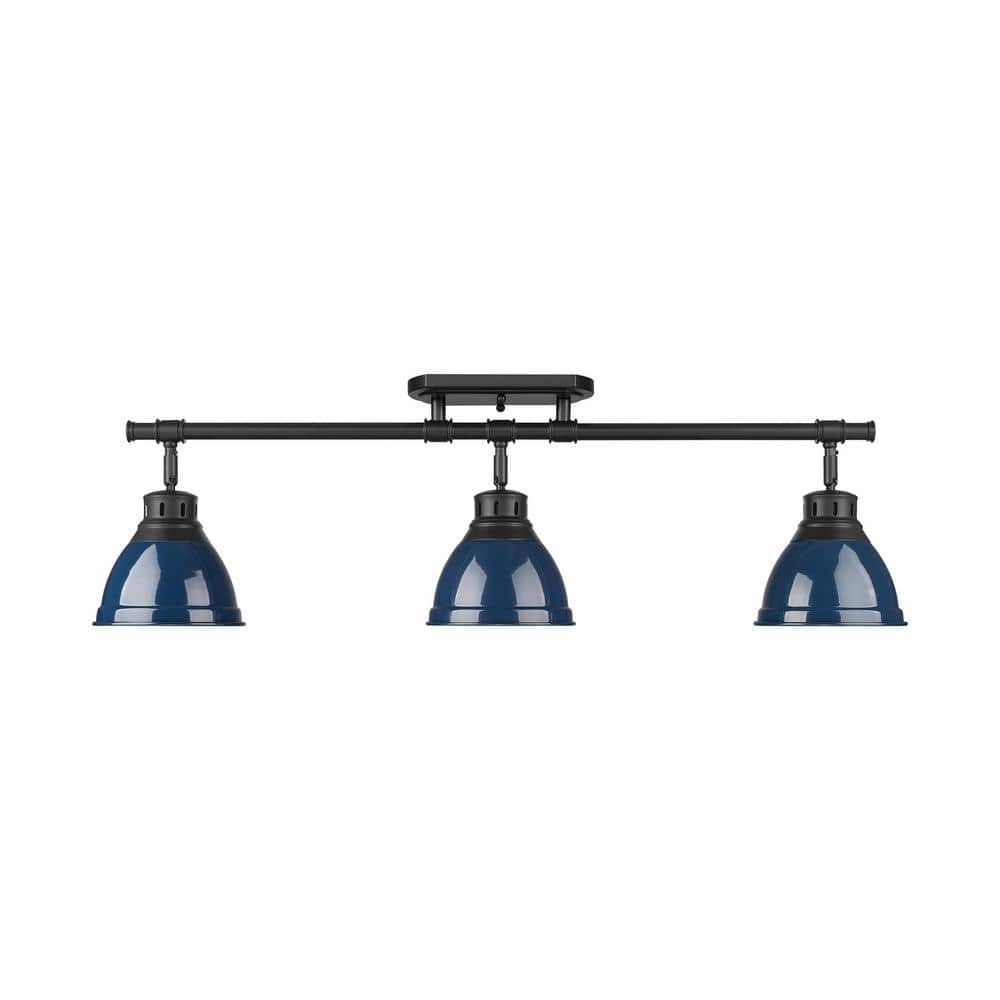 Duncan 6.5 in. 3-Light Matte Black Semi-Flush Mount with Blue Shade and No Bulbs Included price history on PriceWatchPro
