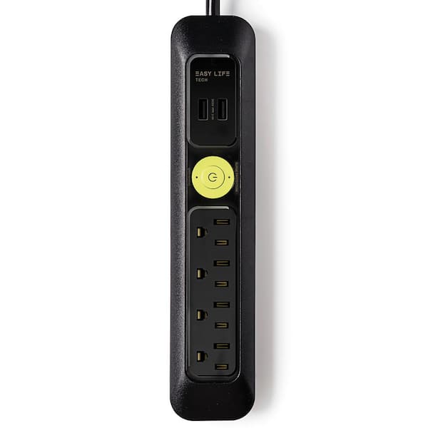 6 ft. Black 4-Outlet, 2-USB, Power Strip Surge Protector