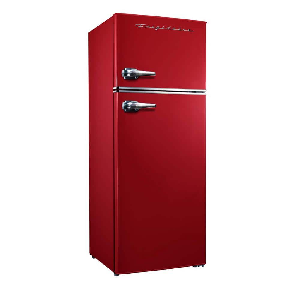 7.5 cu. ft. Mini Refrigerator with Top Freezer in Red and Chrome Handles