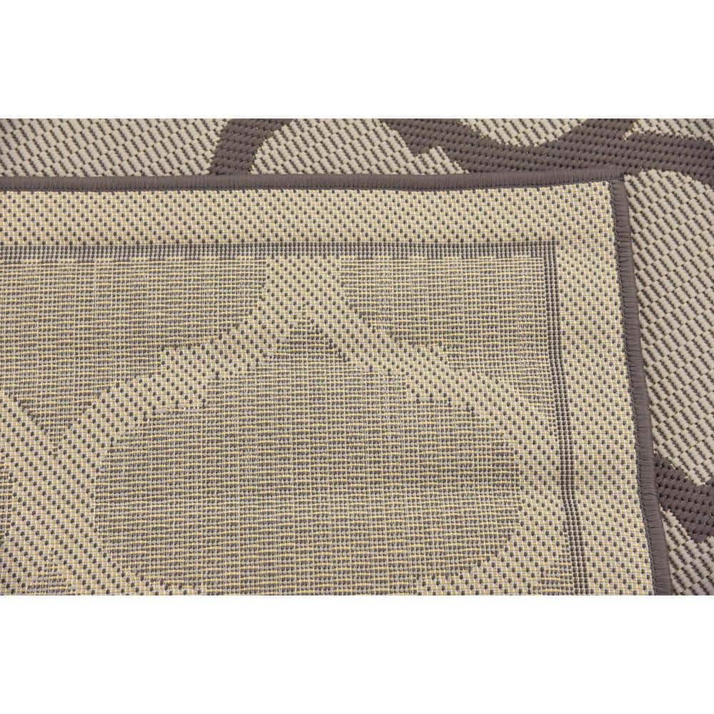 6' x 6' Square Gray Synthetic Outdoor Easy-Care Area Rug