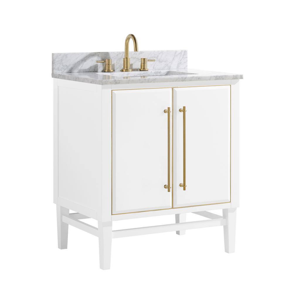 Mason 31" White and Gold Marble Top Vanity