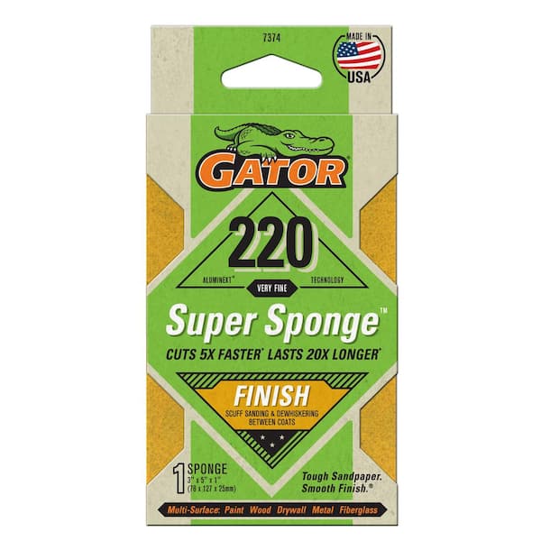 Gator Super Sponge 3 in. x 5 in. x 1 in. Very Fine 220-Grit Sanding Sponge