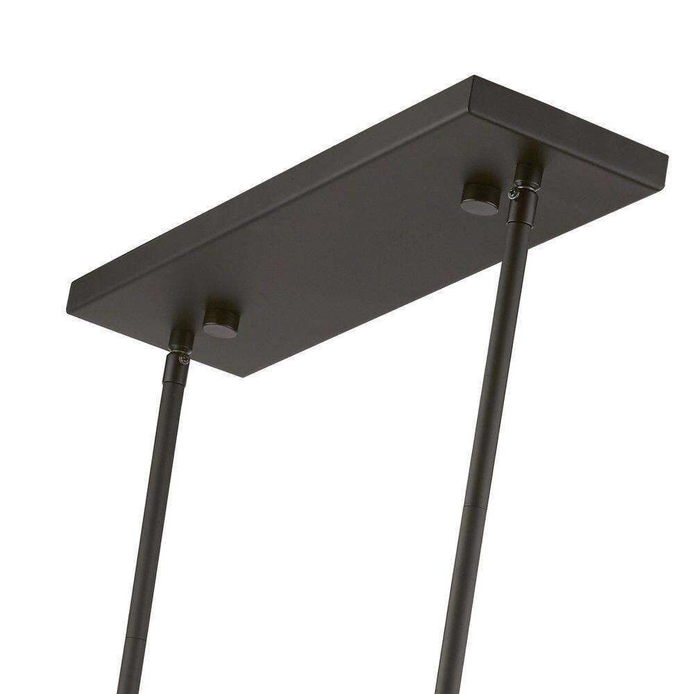 Summit Modern Linear Black Chandelier with Off-White Shade