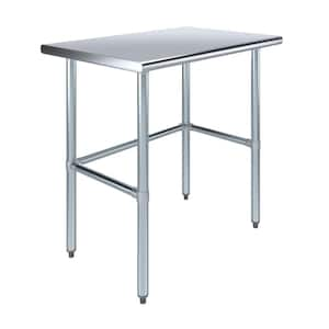 24 in. x 36 in. Stainless Steel Open Base Kitchen Utility Table Metal Prep Table