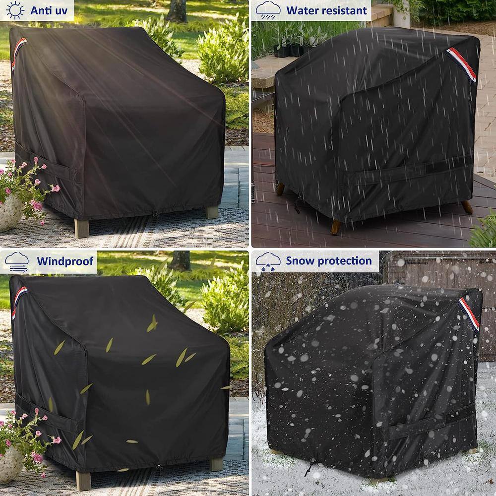 Black Waterproof Oxford Patio Chair Covers, 32W x 37D x 36H, 2 Pack