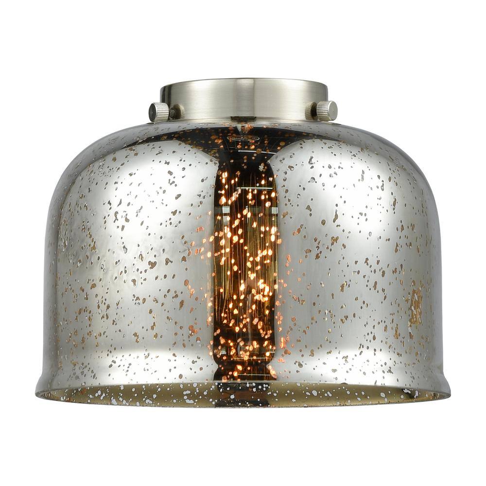 Matte Black and Glass Industrial Semi-Flush Mount Light