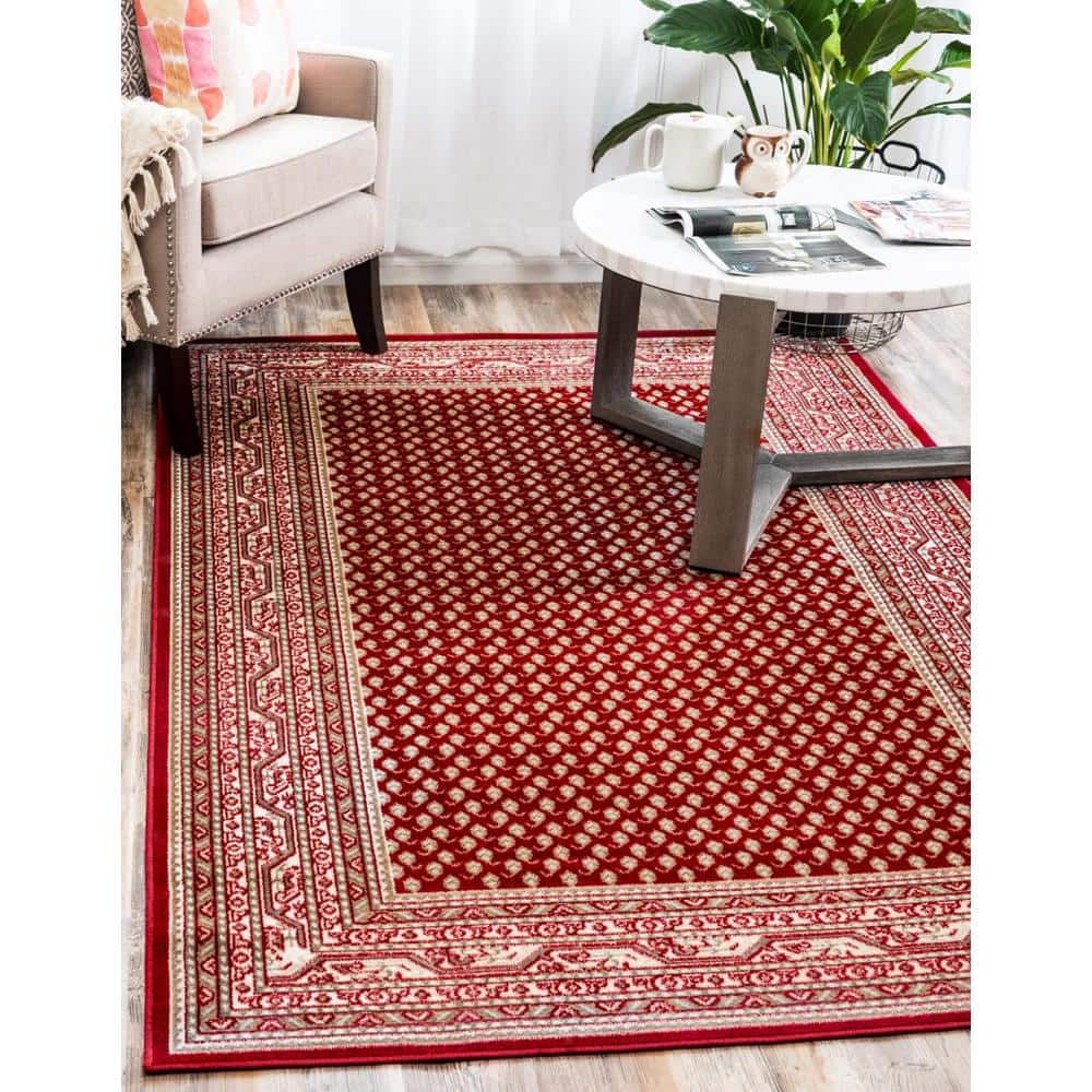 Red and Ivory Braided Synthetic 6' x 9' Rectangular Area Rug