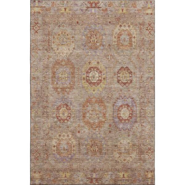 Mayfield Premium Machine Washable Abstract AMF2227 Khaki 10 ft. x 14 ft. Area Rug