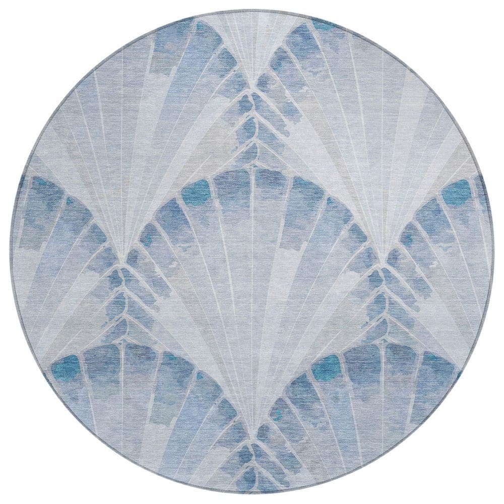 Chantille Machine Washable Indoor/Outdoor Abstract ACN2401 Sky 8 ft. x 8 ft. Round Rug price history on PriceWatchPro