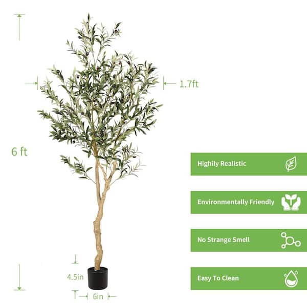 Artificial Olive Tree, 5Ft Faux Olive Tree, Tall Artificial Tree Indoor  Outdoor, Potted Silk Plants for Modern Home Office Living Room Porch Decor  
