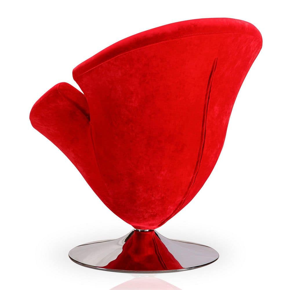 Tulip Red Velvet Swivel Barrel Accent Chair