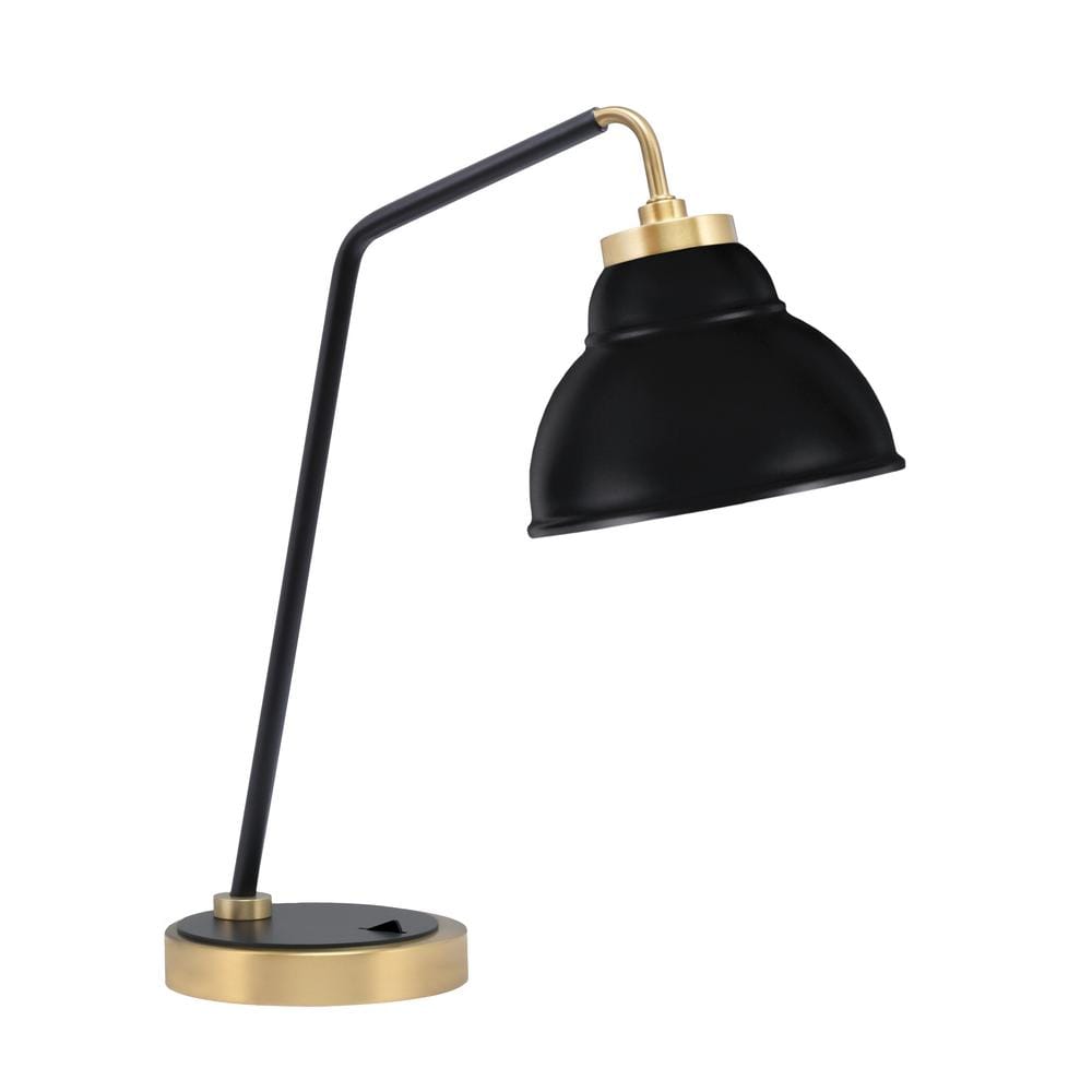 Delgado 16.5 in. Matte Black and Brass Piano Desk Lamp with Black
