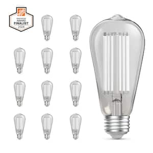 60-Watt Equivalent ST19 Dimmable White Filament Clear Glass E26 Vintage Edison LED Light Bulb Soft White 2700K (12-Pack)