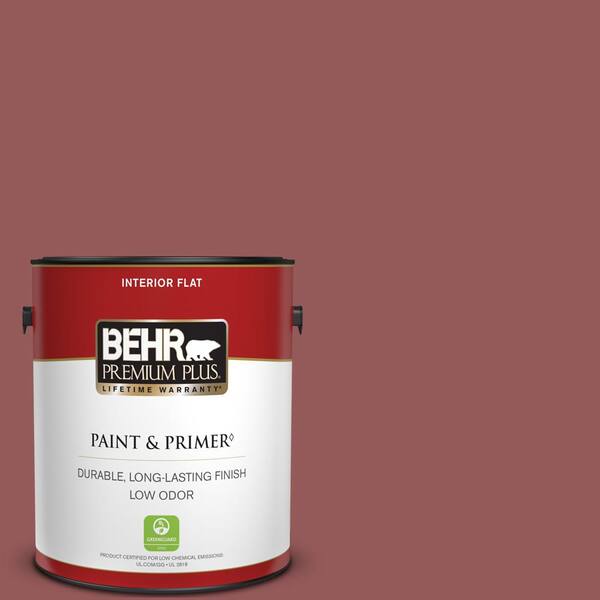 BEHR PREMIUM PLUS 1 gal. #150F-6 Gallery Red Flat Low Odor Interior Paint & Primer