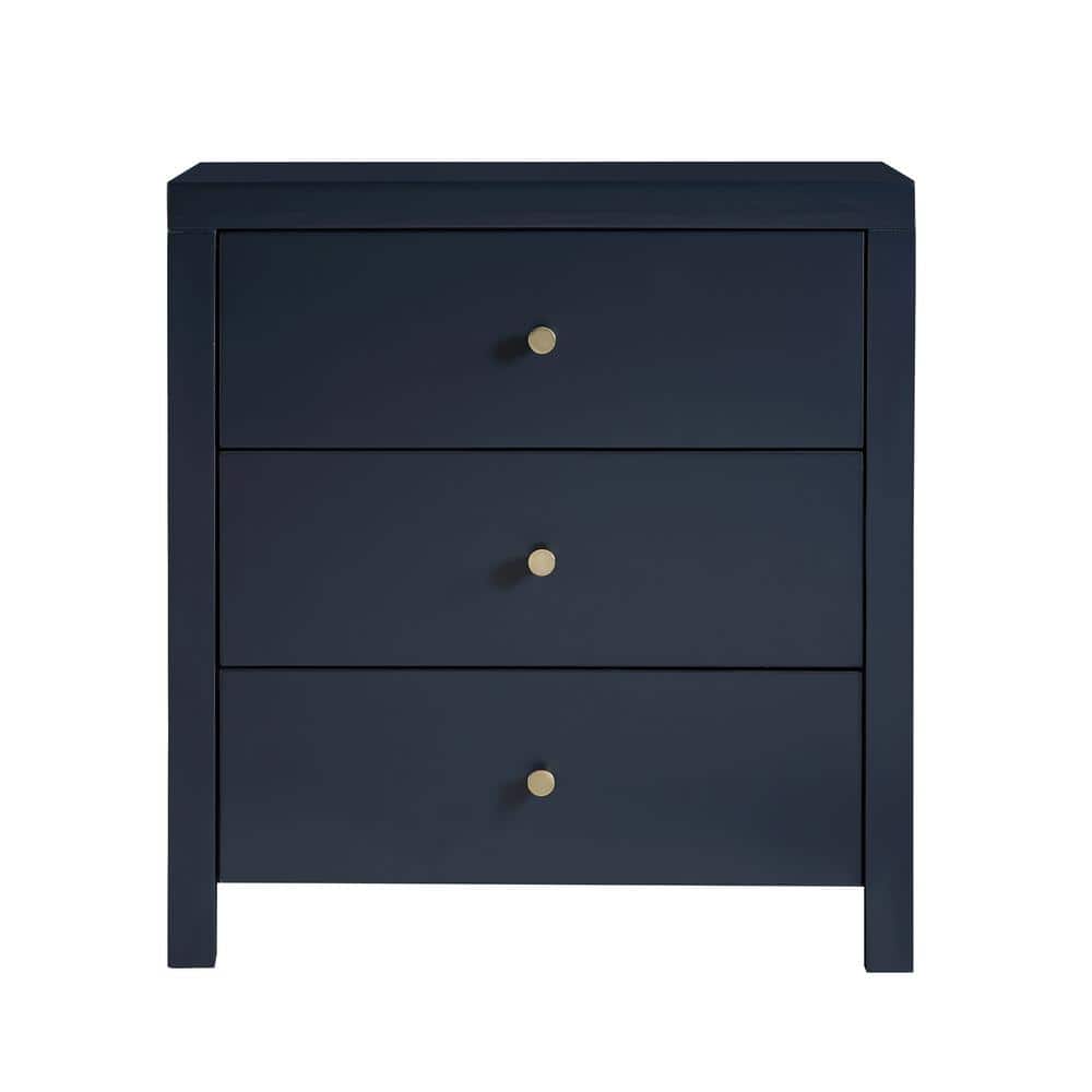 Nolan Midnight Blue 3-Drawer Wood Nightstand